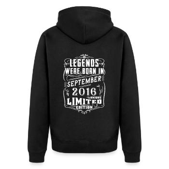 Anniversaire Septembre 2016 Edition Limitée Légende - Veste à capuche bio Premium Unisexe - noir - Dos - Nico (187cm)