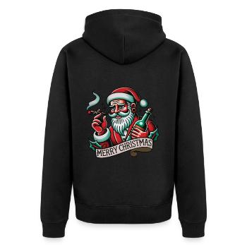 Joyeux Noël Tatouage Style Père Noël - Veste à capuche bio Premium Unisexe - noir - Dos - Nico (187cm)