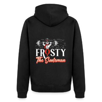 Frosty the swoleman Christmas Fitness Humor - Unisex Premium Organic Zip Hoodie - black - Back - Nico (187cm)