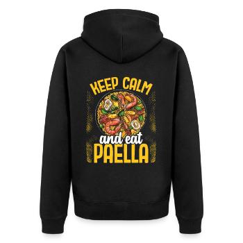 Paella Spanische Küche Meeresfrüchte - Unisex Premium Bio Zip Hoodie - Schwarz - Hinten - Nico (187cm)