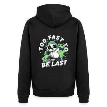 Sprint Leichtathletik Sprinten - Unisex Premium Bio Zip Hoodie - Schwarz - Hinten - Nico (187cm)