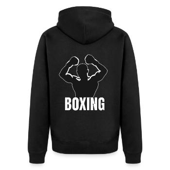 Boxing für einen Boxer für einen Boxer und Box - Unisex Premium Bio Zip Hoodie - Schwarz - Hinten - Nico (187cm)