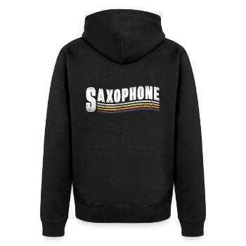 Saxophone Retro Vintage Saxophone - Unisex Premium Bio Zip Hoodie - Schwarz - Hinten - Nico (187cm)