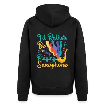 Saxophones que je préfère jouer - Veste à capuche bio Premium Unisexe - noir - Dos - Nico (187cm)