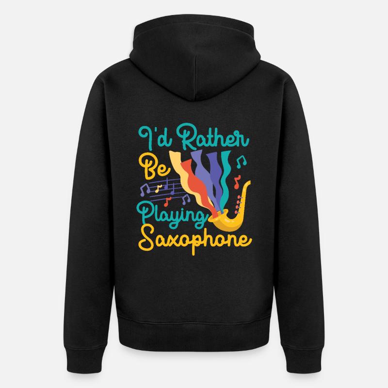 Saxophones que je préfère jouer - Veste à capuche bio Premium Unisexe - noir
