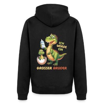 Ich Werde Großer Bruder Dinosaurier Neuer Bruder - Unisex Premium Bio Zip Hoodie - Schwarz - Hinten - Nico (187cm)