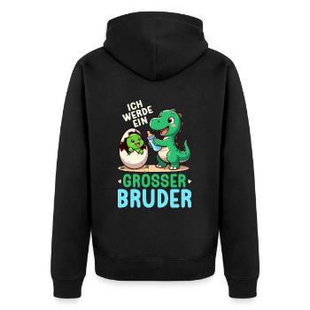 Ich Werde Großer Bruder Dinosaurier Neuer Bruder - Unisex Premium Bio Zip Hoodie - Schwarz - Hinten - Nico (187cm)