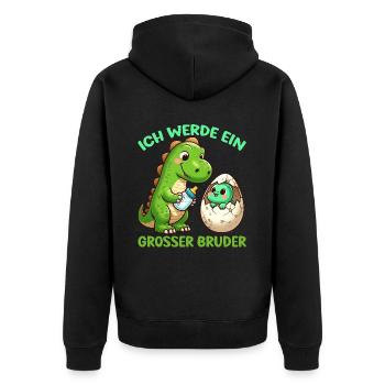 Je vais être grand frère dinosaure nouveau frère - Veste à capuche bio Premium Unisexe - noir - Dos - Nico (187cm)