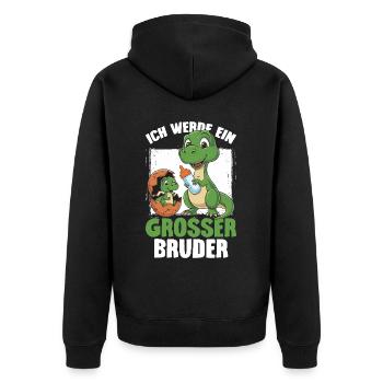 Ich Werde Großer Bruder Dinosaurier Neuer Bruder - Unisex Premium Bio Zip Hoodie - Schwarz - Hinten - Nico (187cm)