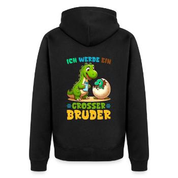 Je vais être grand frère dinosaure nouveau frère - Veste à capuche bio Premium Unisexe - noir - Dos - Nico (187cm)