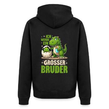 Ich Werde Großer Bruder Dinosaurier Neuer Bruder - Unisex Premium Bio Zip Hoodie - Schwarz - Hinten - Nico (187cm)