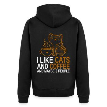 Cat Cat Lover for Women - Unisex Premium Organic Zip Hoodie - black - Back - Nico (187cm)