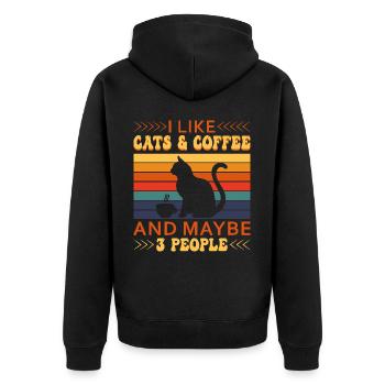 Cat Cat Lover for Women - Unisex Premium Organic Zip Hoodie - black - Back - Nico (187cm)