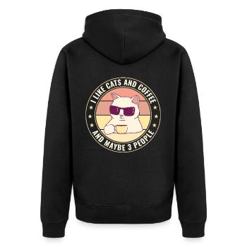 Cat Cat Lover for Women - Unisex Premium Organic Zip Hoodie - black - Back - Nico (187cm)