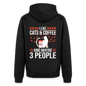 Cat Cat Lover for Women - Unisex Premium Organic Zip Hoodie - black - Back - Nico (187cm)