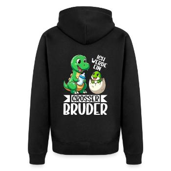 Je vais être grand frère dinosaure nouveau frère - Veste à capuche bio Premium Unisexe - noir - Dos - Nico (187cm)