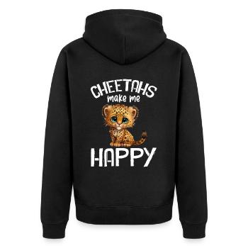 Leopard Portrait Tier - Unisex Premium Bio Zip Hoodie - Schwarz - Hinten - Nico (187cm)