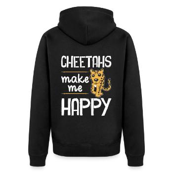 Leopard Portrait Tier - Unisex Premium Bio Zip Hoodie - Schwarz - Hinten - Nico (187cm)