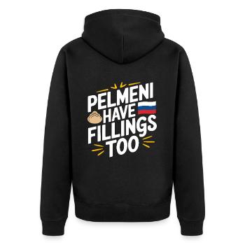 Pelmeni Russian Cuisine - Unisex Premium Organic Zip Hoodie - black - Back - Nico (187cm)