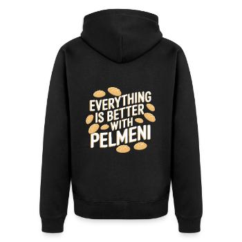 Pelmeni Russische Küche - Unisex Premium Bio Zip Hoodie - Schwarz - Hinten - Nico (187cm)