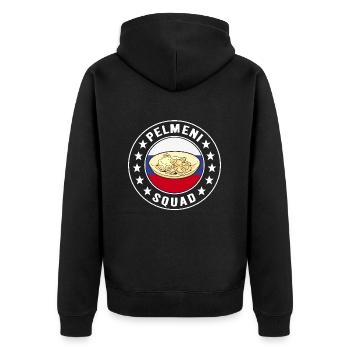 Pelmeni Russische Küche - Unisex Premium Bio Zip Hoodie - Schwarz - Hinten - Nico (187cm)