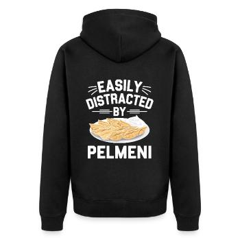 Pelmeni Russian Cuisine - Unisex Premium Organic Zip Hoodie - black - Back - Nico (187cm)