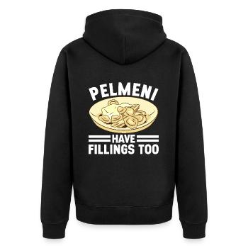 Pelmeni Russian Cuisine - Unisex Premium Organic Zip Hoodie - black - Back - Nico (187cm)