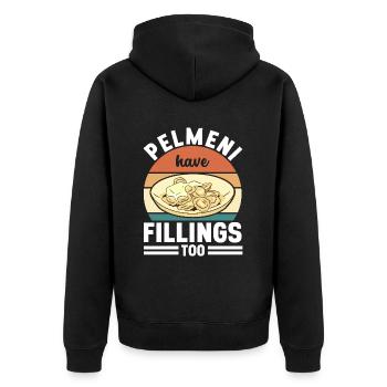 Pelmeni Russische Küche - Unisex Premium Bio Zip Hoodie - Schwarz - Hinten - Nico (187cm)