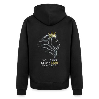 You cant keep a lion in a cage - Unisex Premium Organic Zip Hoodie - black - Back - Nico (187cm)