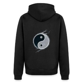 Yin Yang - Unisex Premium Bio Zip Hoodie - Schwarz - Hinten - Nico (187cm)