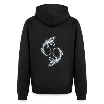 zwei Fische - Unisex Premium Bio Zip Hoodie - Schwarz - Hinten - Nico (187cm)