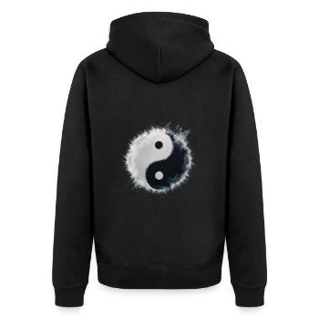 Yin Yang - Unisex Premium Bio Zip Hoodie - Schwarz - Hinten - Nico (187cm)