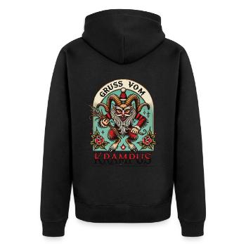 Salutation du Krampus Noël Myths Fun - Veste à capuche bio Premium Unisexe - noir - Dos - Nico (187cm)