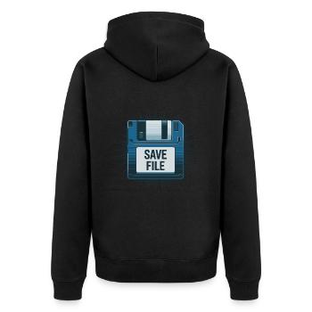 Save Disk Diskette 90s PC für einen Computer - Unisex Premium Bio Zip Hoodie - Schwarz - Hinten - Nico (187cm)