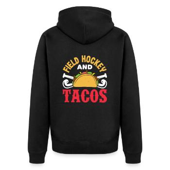 Hockey Players And Tacos Love - Unisex Premium Organic Zip Hoodie - black - Back - Nico (187cm)