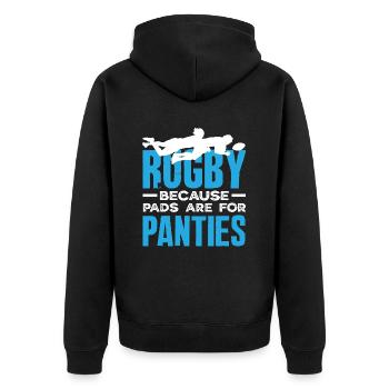 Rugbyspieler Weil Pads Für Panties Sind - Unisex Premium Bio Zip Hoodie - Schwarz - Hinten - Nico (187cm)