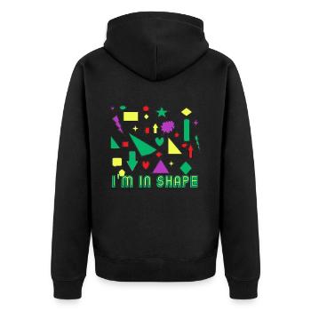Fitness - Sport - Trainieren - Unisex Premium Bio Zip Hoodie - Schwarz - Hinten - Nico (187cm)