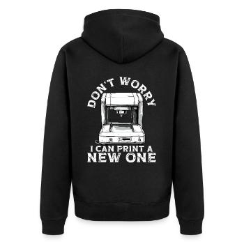 Don't worry, I can print a new one - Unisex Premium Organic Zip Hoodie - black - Back - Nico (187cm)