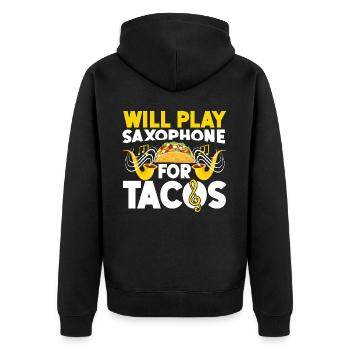 Saxophone Will Play Saxophone For - Unisex Premium Organic Zip Hoodie - black - Back - Nico (187cm)