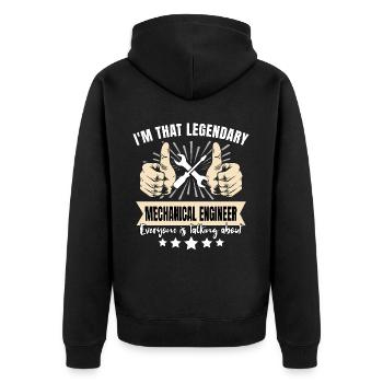 maschinLegendärer Maschinenbauingenieur - Unisex Premium Bio Zip Hoodie - Schwarz - Hinten - Nico (187cm)