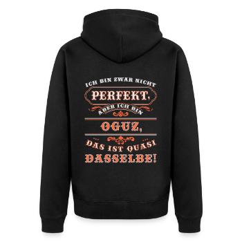 Funny OGUZ for Name Day with Name Name - Unisex Premium Organic Zip Hoodie - black - Back - Nico (187cm)