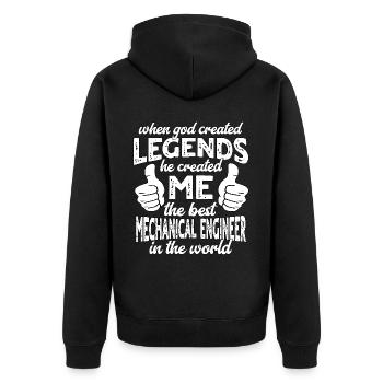 Bester Maschinenbauingenieur Legende - Unisex Premium Bio Zip Hoodie - Schwarz - Hinten - Nico (187cm)
