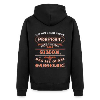 Drôle de nom jour SIMON avec nom nom - Veste à capuche bio Premium Unisexe - noir - Dos - Nico (187cm)