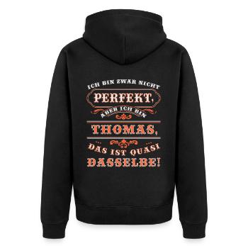 Funny THOMAS pour la Journée du Nom avec Nom Nom - Veste à capuche bio Premium Unisexe - noir - Dos - Nico (187cm)