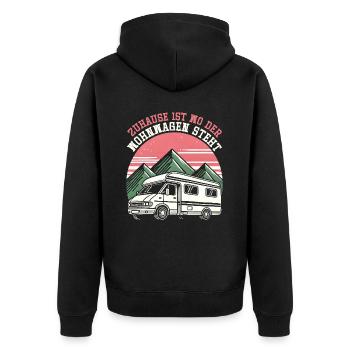 Camper Wohnwagen Lagerfeuer Campingurlaub - Unisex Premium Bio Zip Hoodie - Schwarz - Hinten - Nico (187cm)