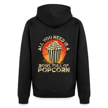 All you need is a bowl full of Popcorn - Unisex Premium Organic Zip Hoodie - black - Back - Nico (187cm)