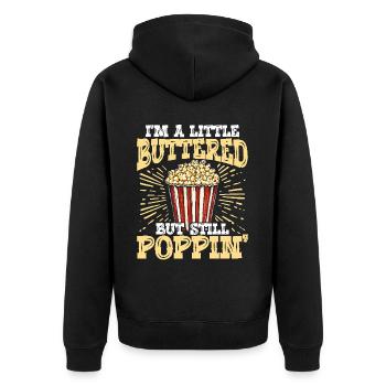 Je suis un peu beurré, mais je fais quand même éclater du pop-corn - Veste à capuche bio Premium Unisexe - noir - Dos - Nico (187cm)