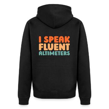 Flugingenieur - Unisex Premium Bio Zip Hoodie - Schwarz - Hinten - Nico (187cm)