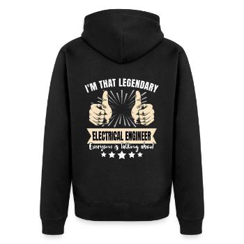 Legendärer Elektroingenieur - Unisex Premium Bio Zip Hoodie - Schwarz - Hinten - Nico (187cm)