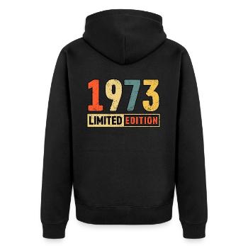 Édition limitée 1973 - Veste à capuche bio Premium Unisexe - noir - Dos - Nico (187cm)